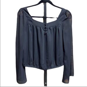 Express Black Sheer Bell Sleeve Blouse